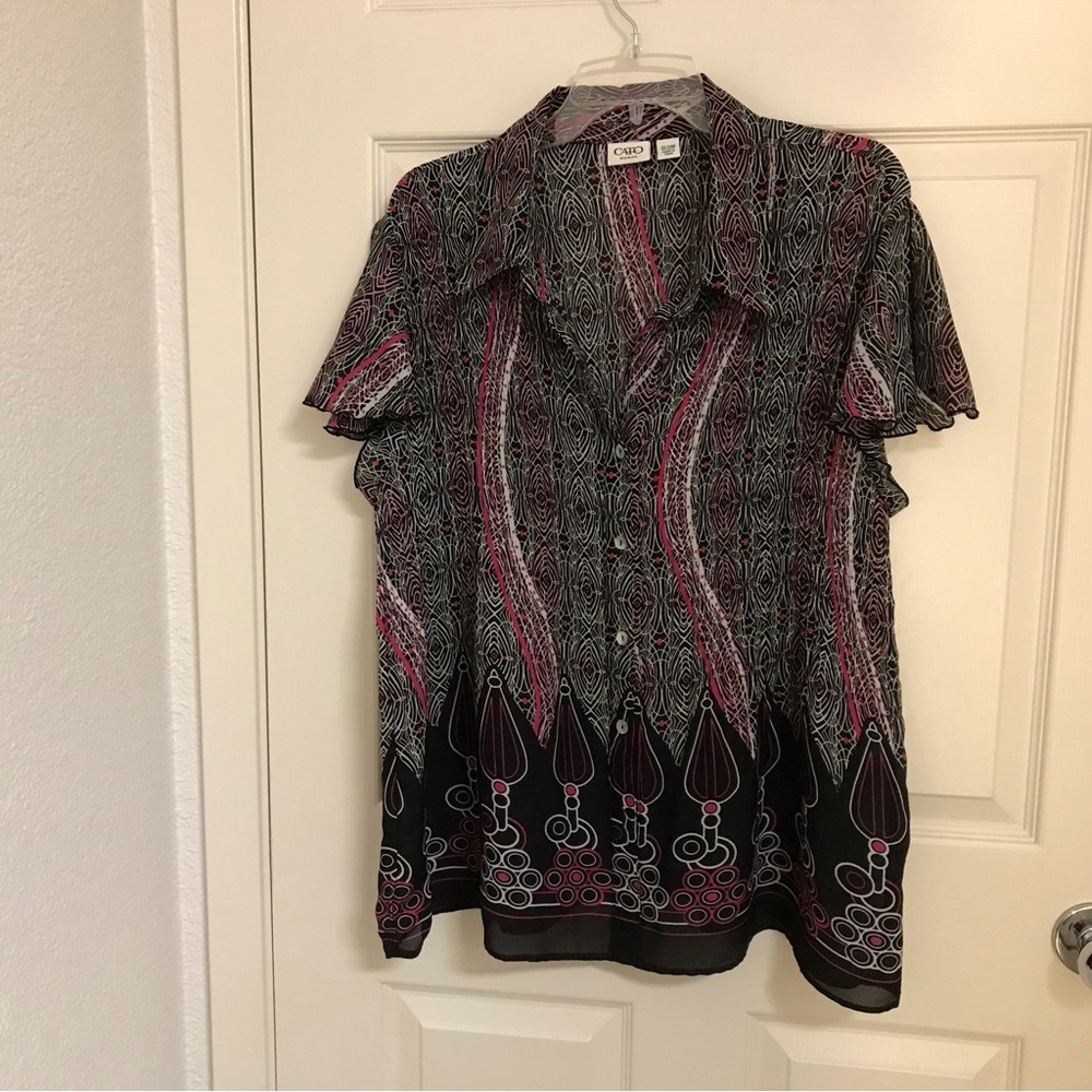 Cato 22/24 Top Accordion pleated,short sleeve top